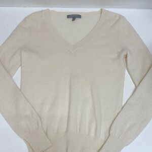 Neiman Marcus Cashmere Cream V-Neck Sweater